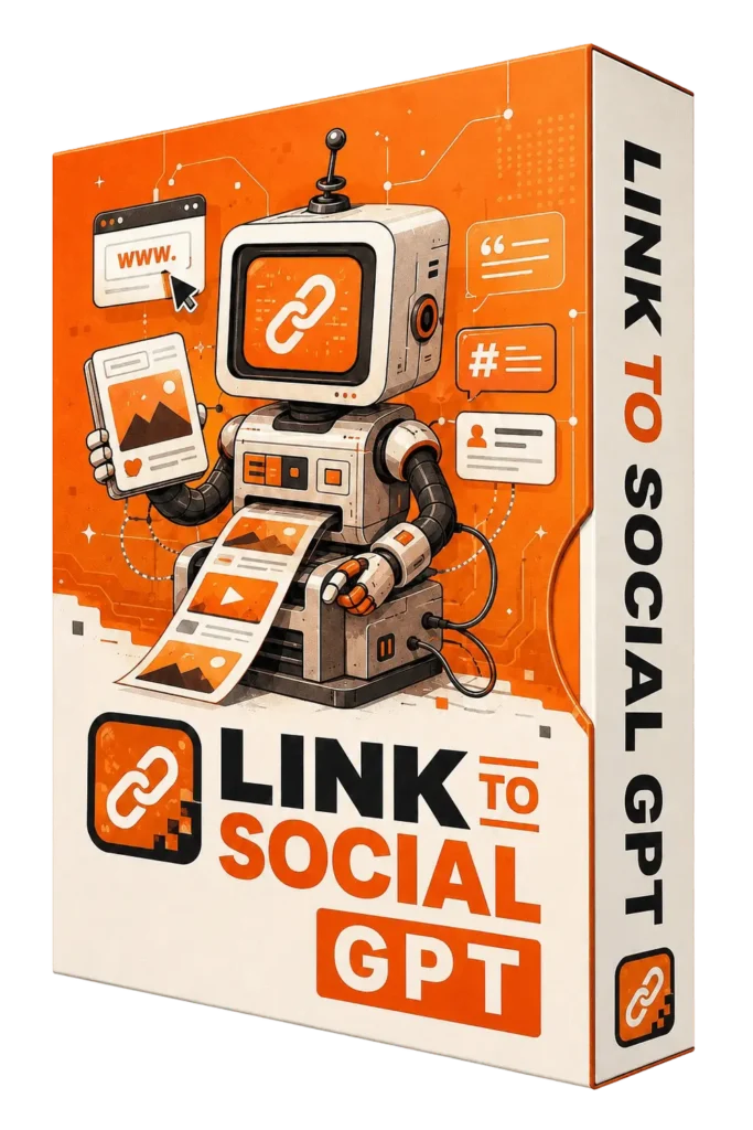 
Link to Social GPT review showing AI-generated social media graphics from a URL