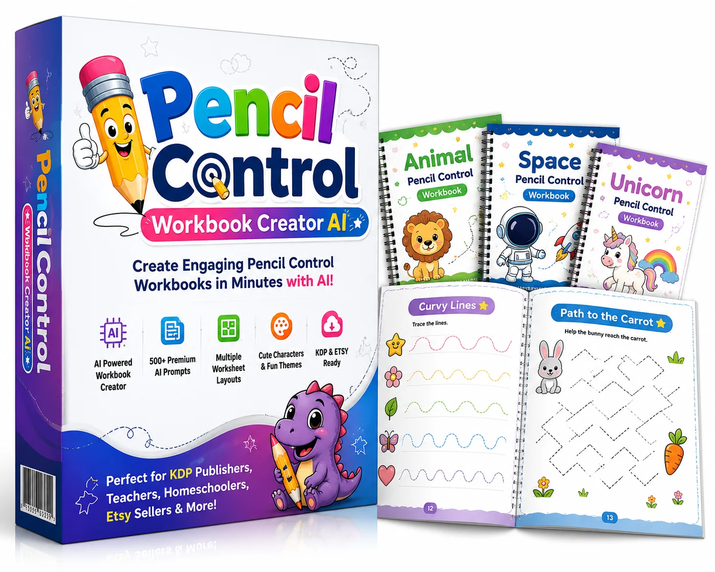 Pencil Control Workbook Creator AI review hero image showing the product dashboard