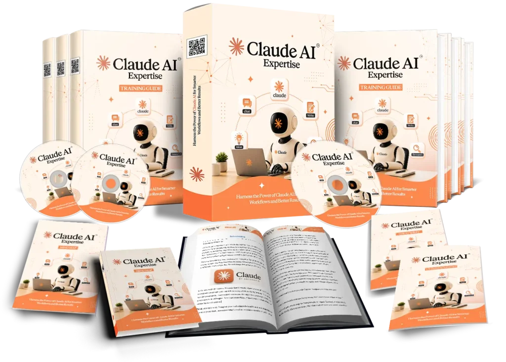 Claude AI Expertise with PLR review showing training modules and PLR bonus package
